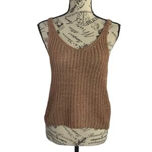 Moon & Madison Crocheted Tank Top Cropped V-neck Coco Brown Light women’s small